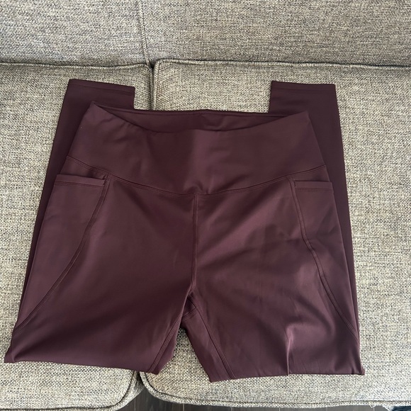 Zella Pants - Zella Deep Plum/Maroon Fleece Leggings